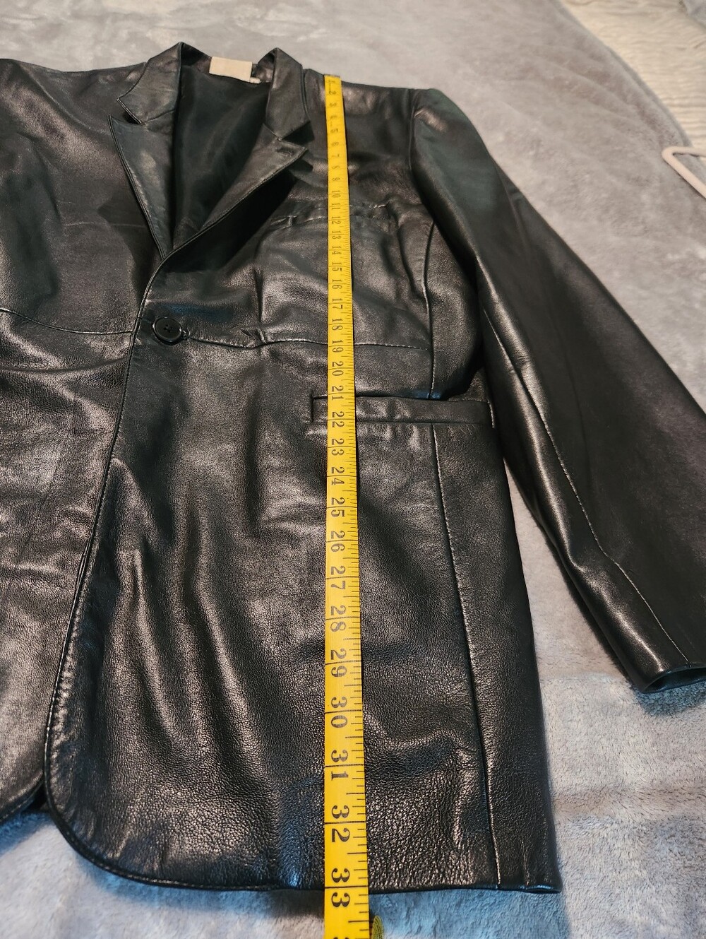 Men's Black Leather Vintage Blazer Jacket - Picture 3 of 13